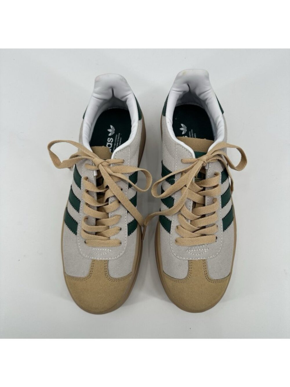 NWOT ADIDAS Gazelle Bold Platform Sneaker 8.5 Cream Green Beige triple stacked - Picture 4 of 10